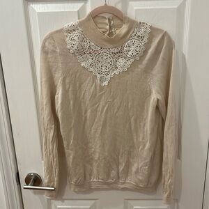 Sezane merino wool knit with lace detail